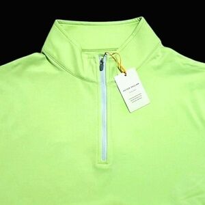 Peter Millar Crown Sport Perth Melange Performance Large Lime 1/4 Zip Pullover